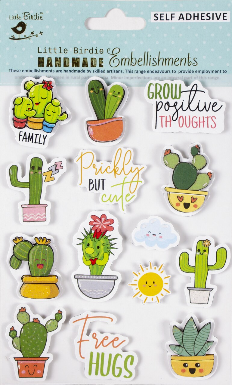 Little Birdie Handmade Embellishments 11/Pkg-Prickly But Cute